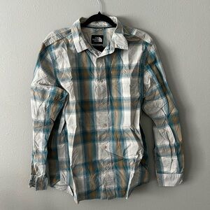 The North Face Men's Casual Plaid Shirt in Blue and Tan